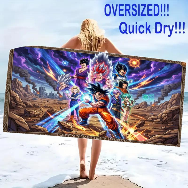 Son-Goku Print Beach Towel, Large Soft Quick Dry Towel for Beach Camping Swimming