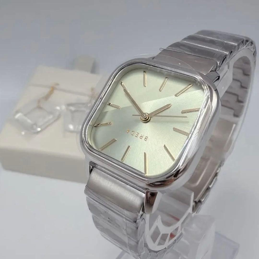 Used Unused Japan Limited Design BREDA Watch Sage Green Out of Battery Waterproof Stainless Steel Strap