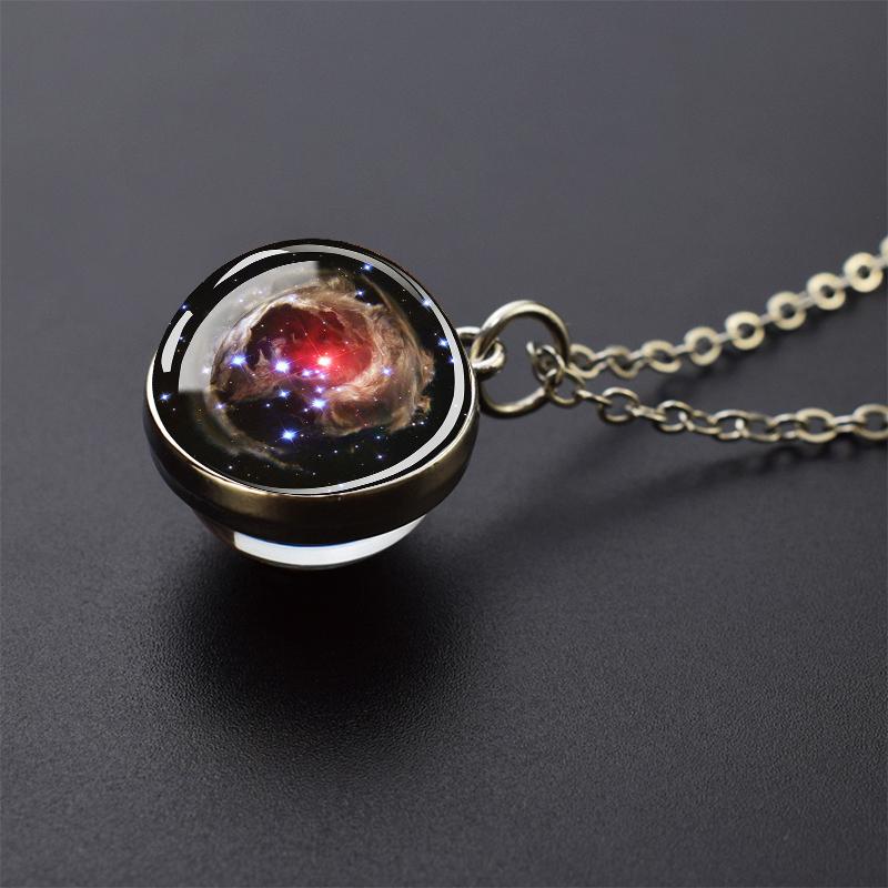 Collar con colgante de bola de cristal, sistema Solar, Planeta, Luna, Tierra, Júpiter, Neptuno, Marte, Venus, mercurio, regalo de Navidad