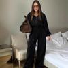 Spring/Autumn Women's Fashion Long Sleeve Jumpsuit - Casual Half-Open Neck, Elastic Waist Set