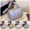 Quilted Puffy Tote Pouch Large Capacity Grid Puffer Handbag Cloud Pleatd Grid Bag  Travel