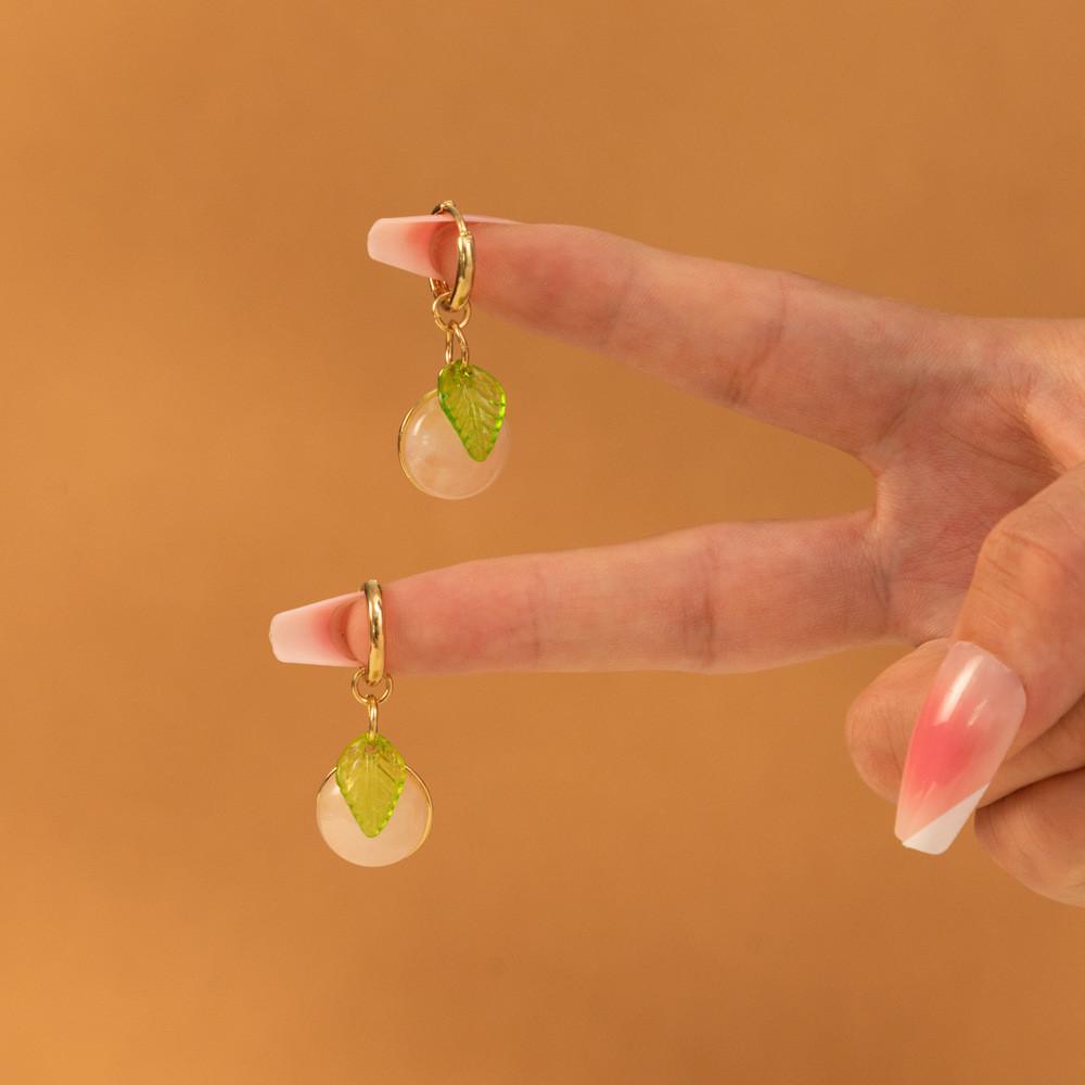 Fruit Chic Pink Peach Dangle Earrings For Womens Street Outfits Fashion