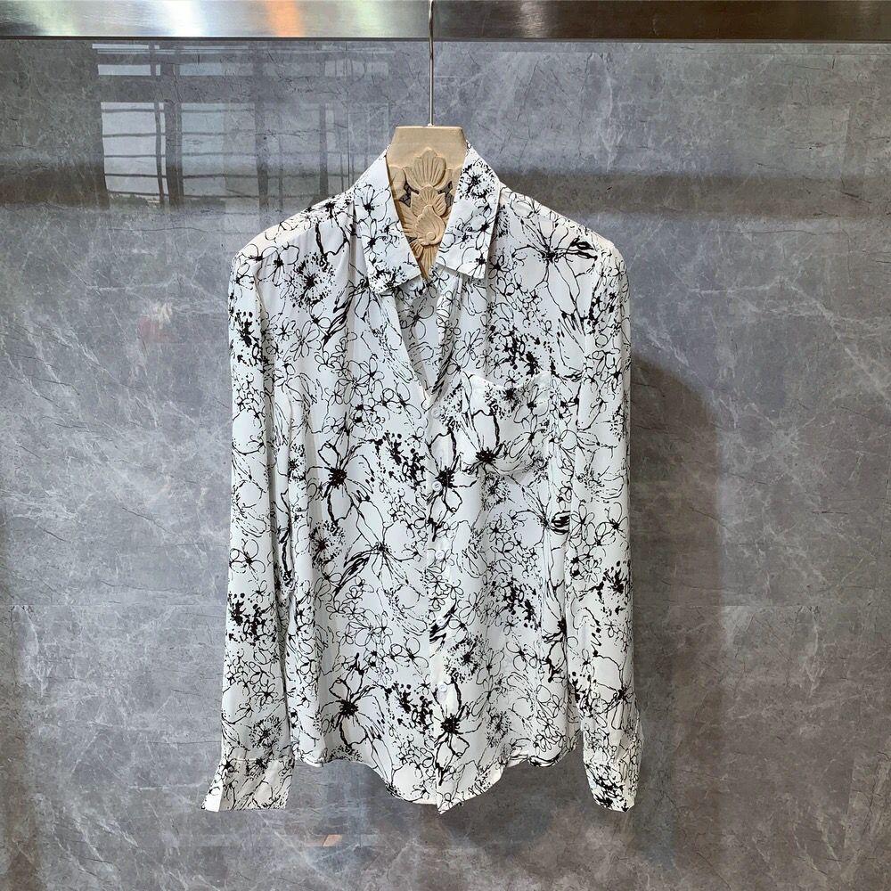 

New Hong Kong Style Long Sleeved Shirt for Men Thin Trendy Korean Printed Shirt All Match Printing Popularity Top L білий