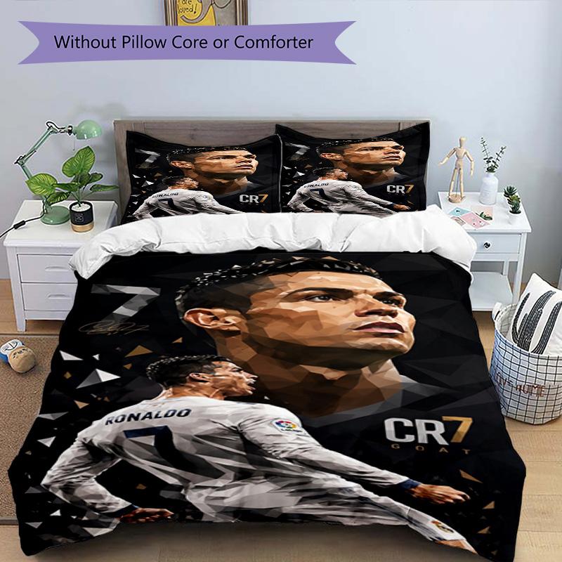 Ronaldo's Cr7 Goal Celebration Bedding Set, Breathable Duvet Cover with Pillowcases, Soft Bed Linen for Bedroom Home Decoration, Perfect Festival Birt