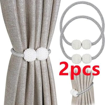 2 Stück Perlen Magnetische Vorhanghalter Vorhanghalter Raffhalter Schnallenclips Hängende Kugel Schnalle Raffhalter Vorhang Deko Zubehör