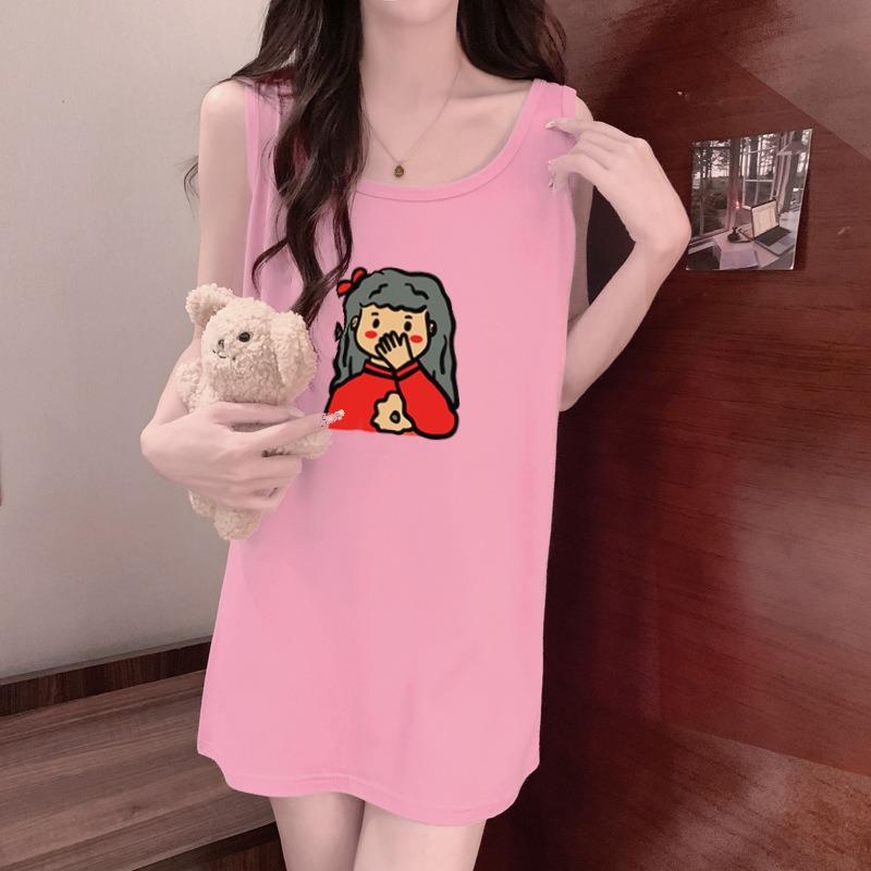 Women's Summer Sleeveless Vest Sleeping Dress Girls Sexy Halter T-shirt Dress
