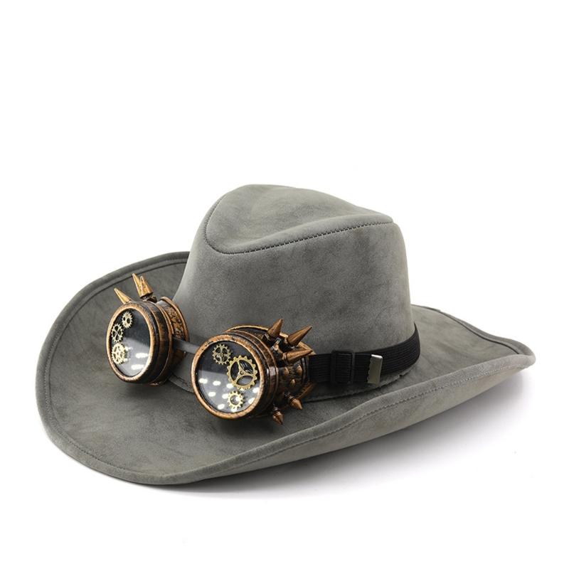 Antique Western Fedoras Hat Punk Sueded Design Winter Warm Top Hat Styling Accessory For Men Women Unisex Headwear