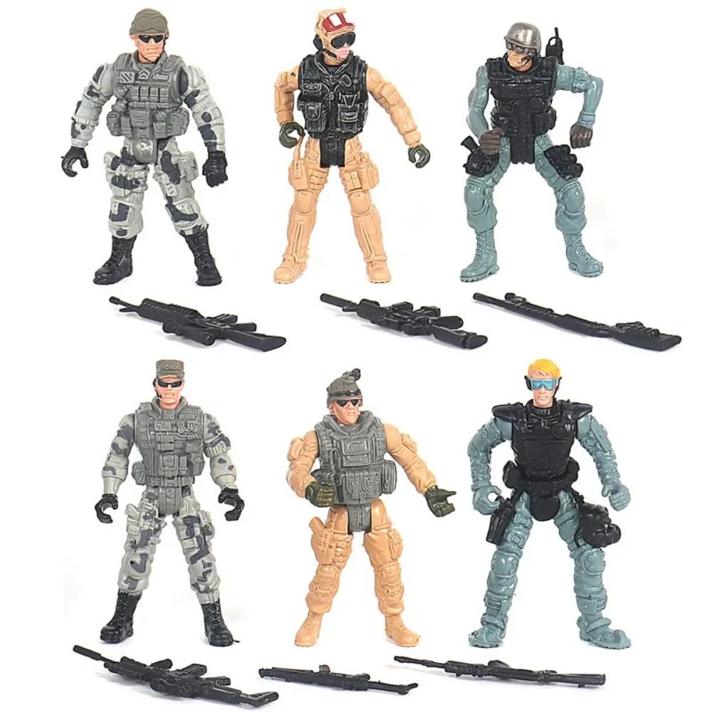 

6/12Pcs Warrior Elite Force Military Action Figure Toys with Weapons 10cm Terrorist SWAT Team Soldiers for Children Playing Gift