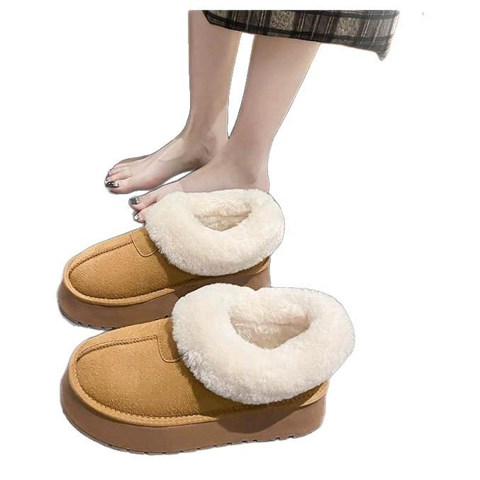 Thick-soled Snow Boots Women's Velvet Thickened Warm Winter Women's Shoes 2025 New Fluffy Shoes Bread Shoes Low-top Cotton Shoes