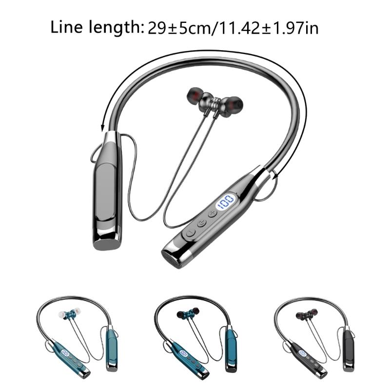 Bluetooth-compatible 5.3 Sports Headphones with LED Display Noise Cancelling Mic,Comfortable Magnetic Neckband Headphone