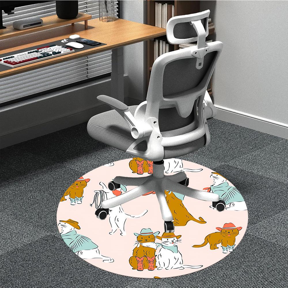 

1pc Cowboys Cats Office Round Rug, Non-slip, Soft and Durable Office Rug for Interior Decoration, Perfect for Office, Beautiful Decoration yy260323004 80cm by 80cm