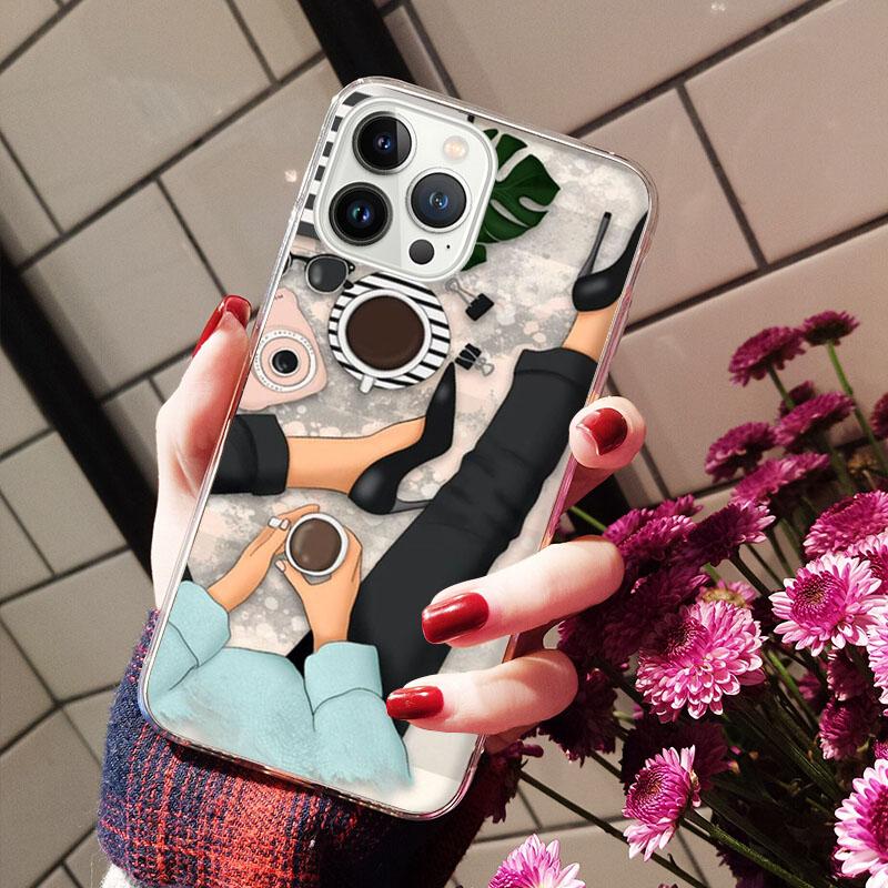 OK But First Coffee Girl Phone Case For Iphone 14 13 12 11 Pro Max Case For Iphone XS MAX X XR SE2 8 7 Plus Case