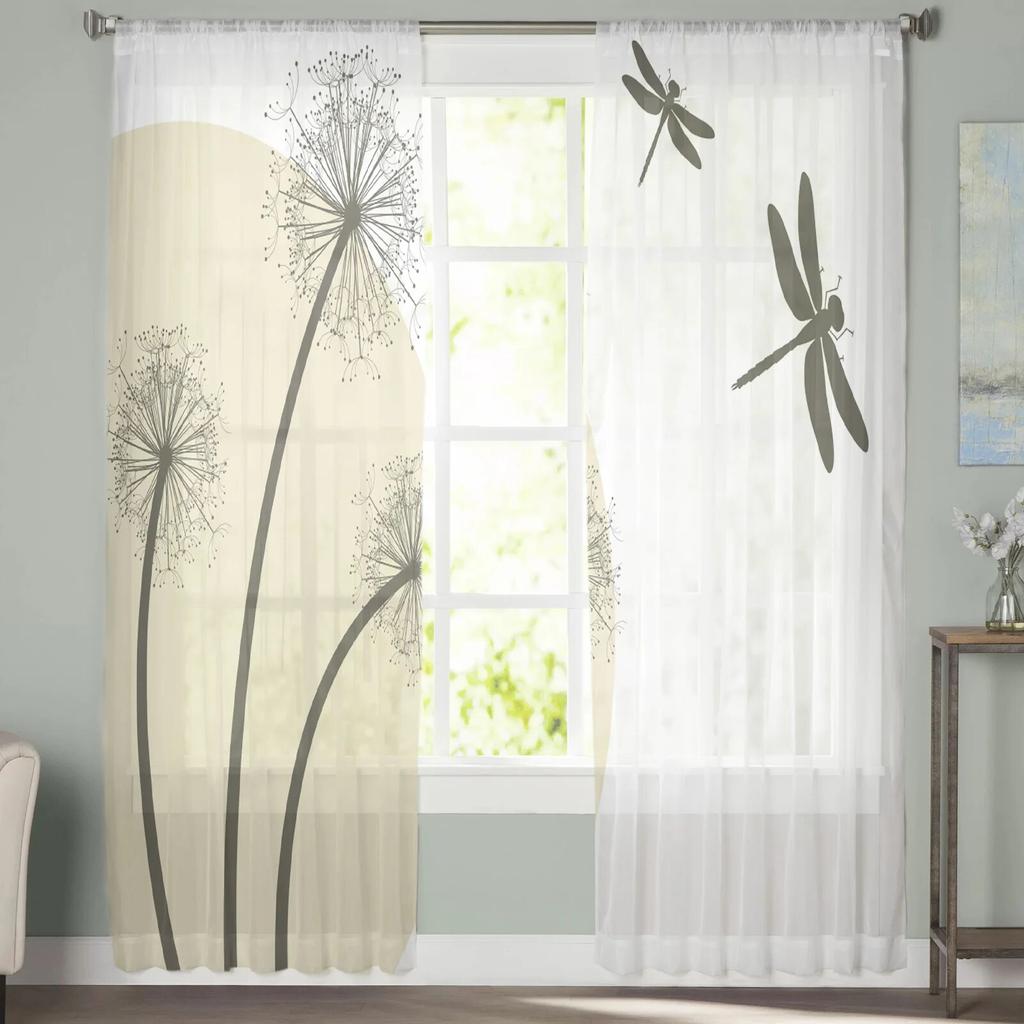 Dandelion Dragonfly Sheer Curtains Window Curtains For Living Room Bedroom Blinds Kids Room Home Decor