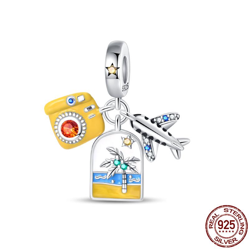 100% Copper Ocean Vacation-Summer Travel Pendant Fit 3Mm Original Bracelet Bead Diy Jewelry For Women Gift