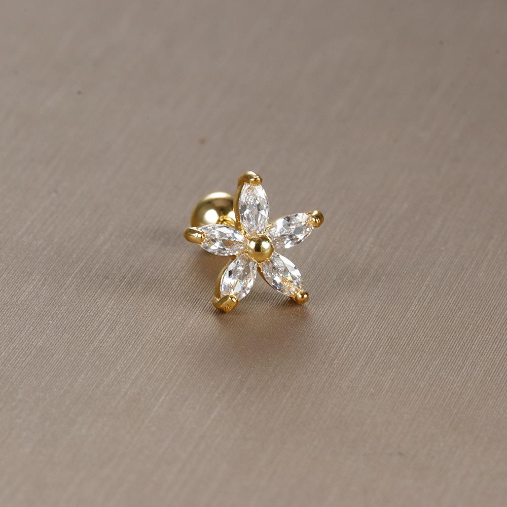 Heißer Verkauf Piercing Schmuck Edelstahl Ohrknochen Nägel Zirkon Kugel Schraube Kleine Ohrringe Damen Leichter Luxus Ohrringe