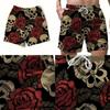 Vintage Skull Rose Flower Boxing Muay Thai Shorts Pants 3D Print Training Unisex Men Women Quick Dry Fitness Gym Sport Workout Casual Streetwear