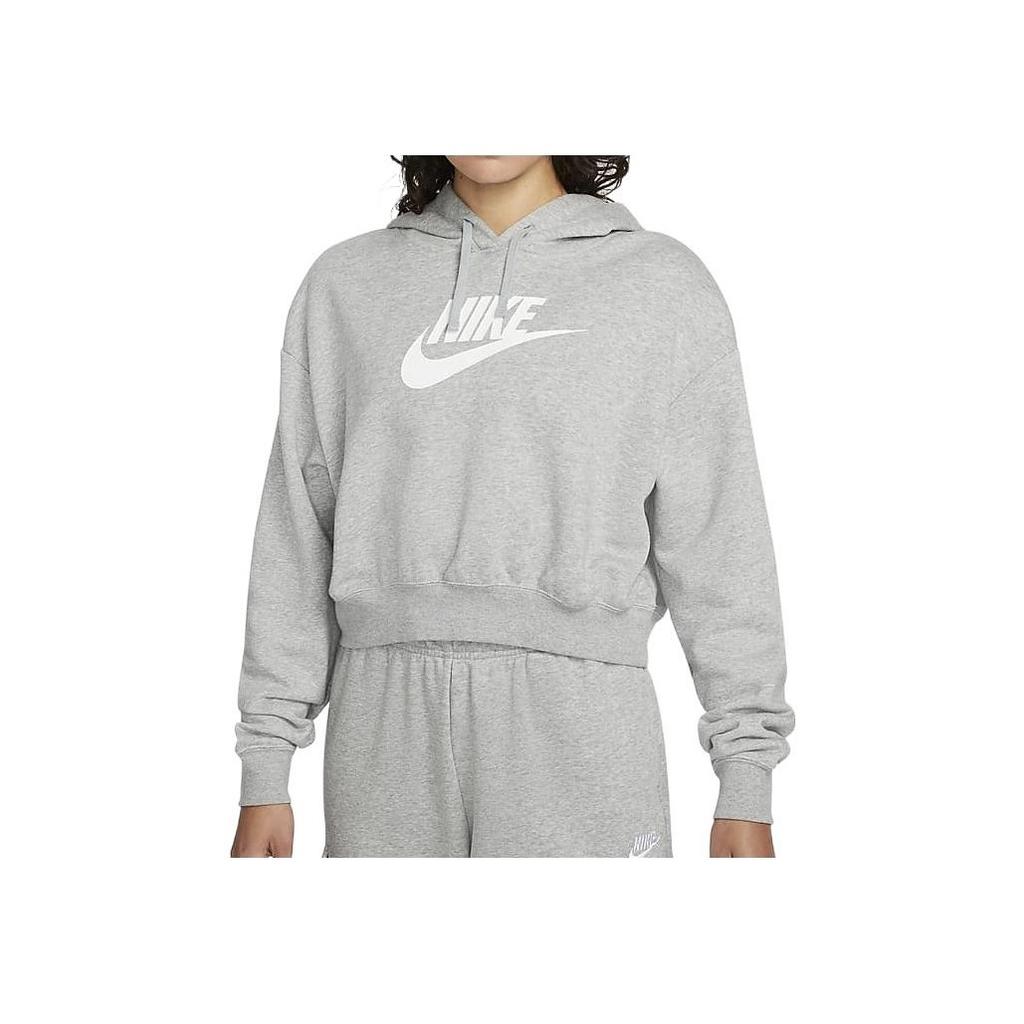 Nike FW22 Logo Print Hooded Long Sleeve Sweatshirt Women Tops Dark-Grey DQ5851-063