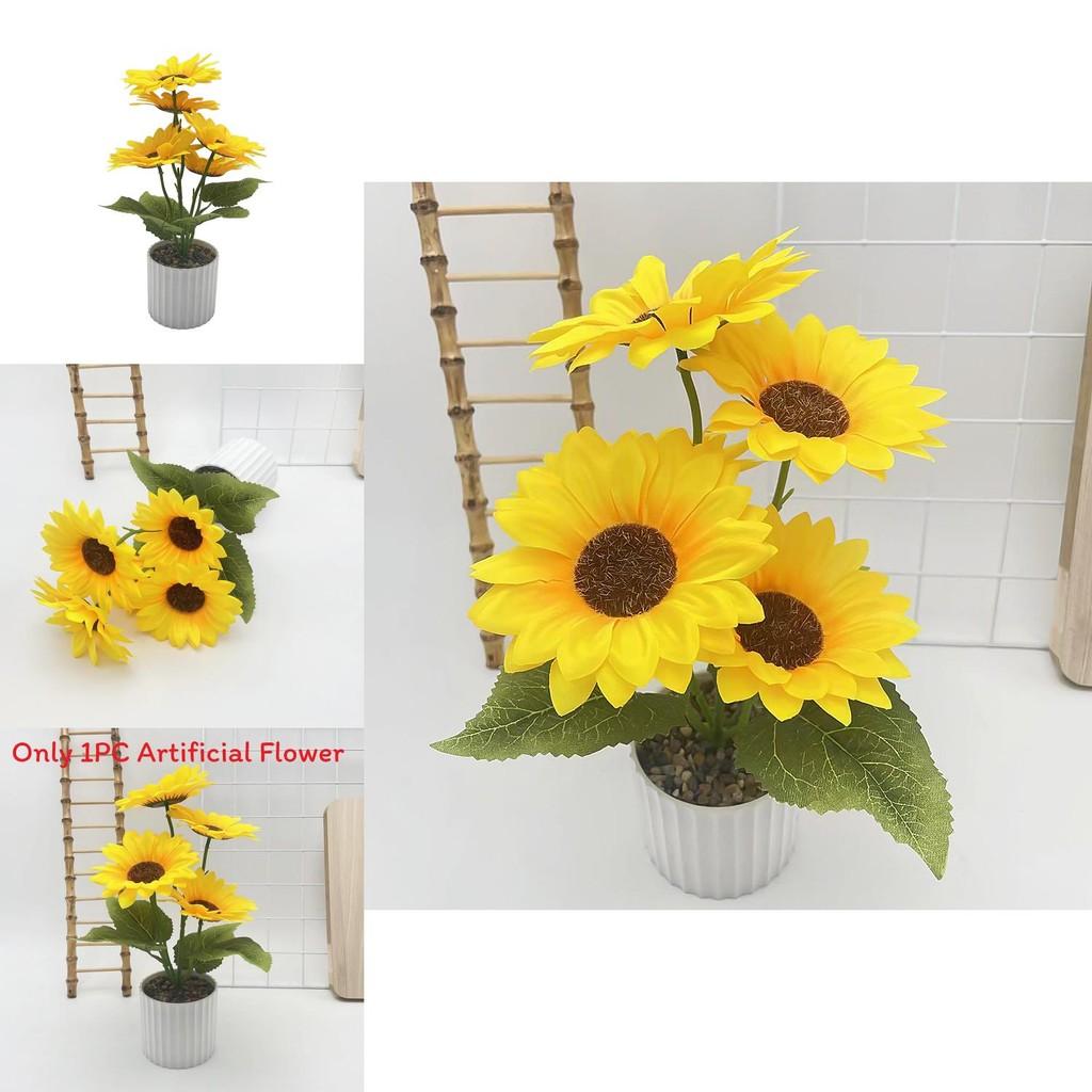Sunflowers Flower Decor With Silk Fabric Rain Flower Stones For Wedding And Photography Props