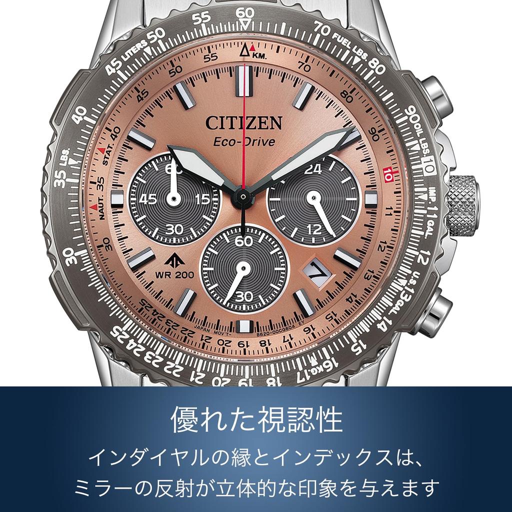 CITIZEN PROMASTER Watch 20 ATM Water Resistance Aviation Slide Promaster SKY Series Business Analogue Chronograph with Sapphire Crystal and Luminous