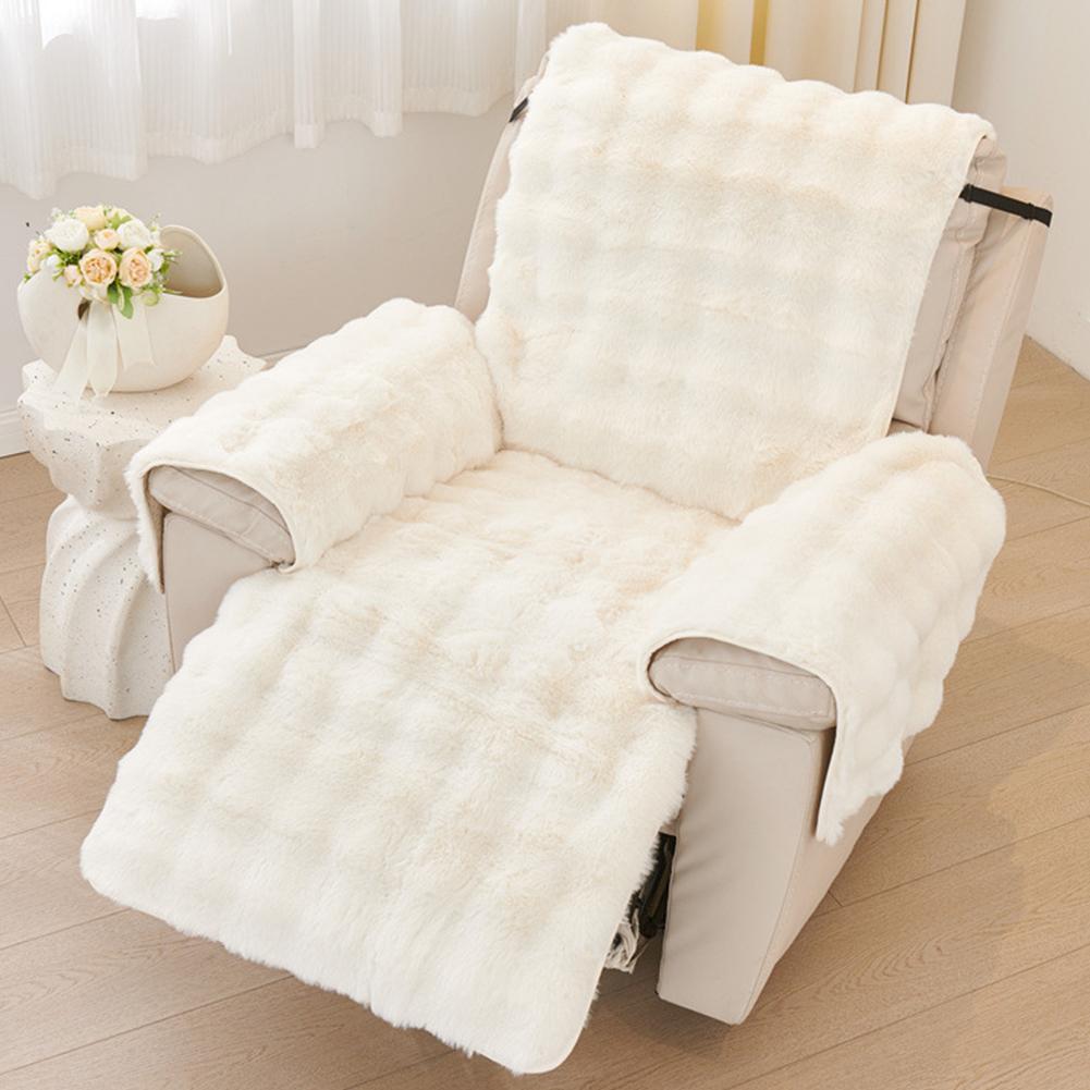 Soft Plush Armchair Cover Washable Recliner Single Sofa Warm Cushion Thicken Slipcover Chair Couch Protector Winter Padded Cover