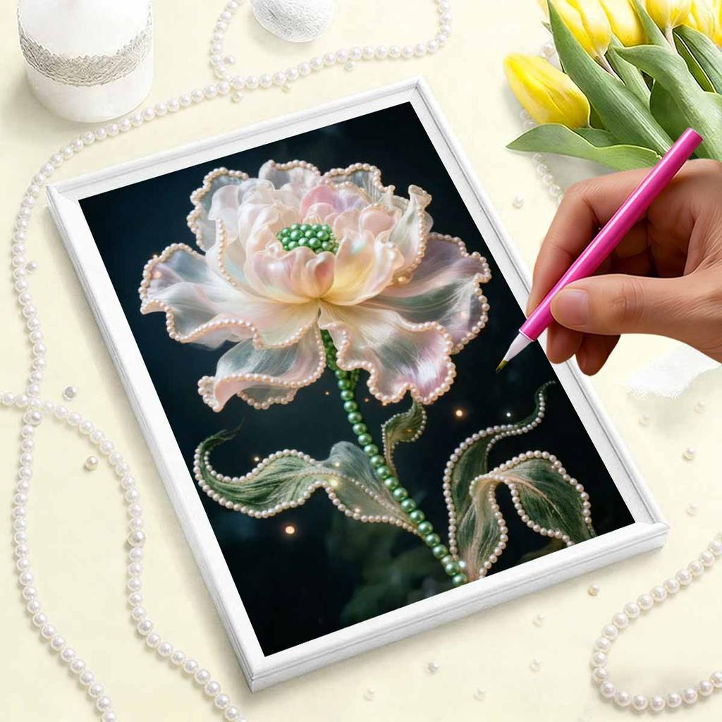 DIY Pearl Painting Set Beautiful Flowers Pattern Home Decoration Handmade Sticky Diamond Creative Canvas Pearl Art Painting Crafts Perfect Gift