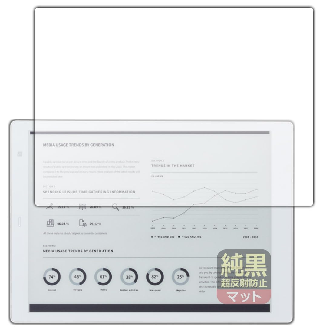 

КПК Kobo Электронная бумага QUADERNO A5 FMVDP51 FMVDP53CA5 Совместимая Чистый черный Прозрачная защитная пленка Снижает отражение Сделано в Японии (Поколение 2) /