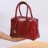 Women's Bowling Bag Cowhide Leather Luxury Design Women Handbag Woven Shoulder Bag Crossbody Ladies Commuter Shopping Bost Bag