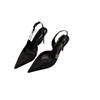 Black high heels women's summer 2024 new sexy rhinestone pointed one-word buckle bag head shallow mouth sandals women