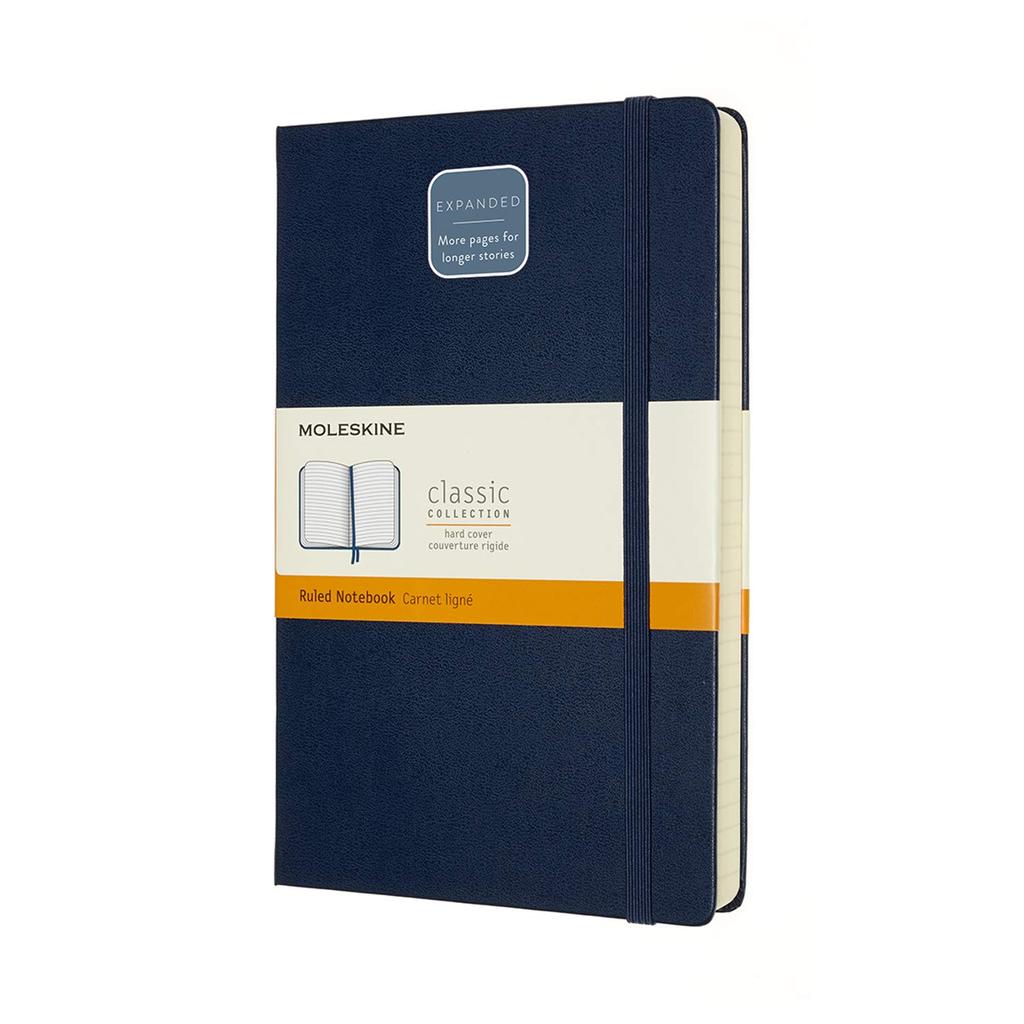 Moleskine Classic Expanded Notebook Horizontally Large Size X Sapphire QP060EXPB20 (400 Pages), Hardcover, Ruled, (13cm 21cm), Blue,