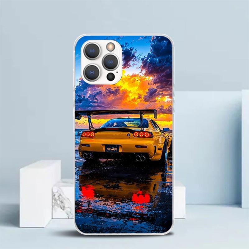 JDM Car RX7 Cool Soft Cover for iPhone 16 17 Air 15 14 Pro Max 16E Phone Case 13 Mini 12 11 7 SE 8 Print Pattern Fit Cases 16 17