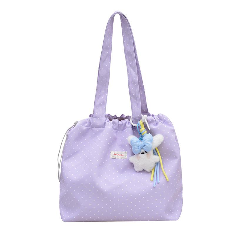 

Polka Dot Pleated Shoulder Bag Women s Tote Bag фіолетовий