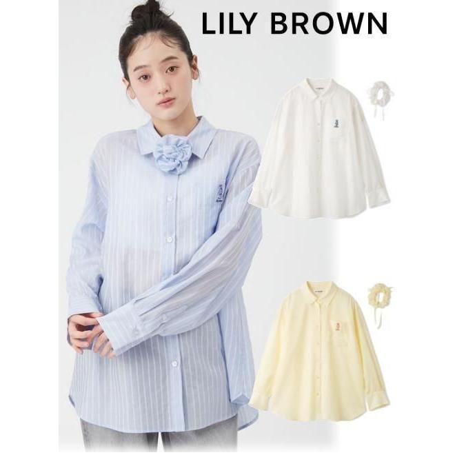 (10% OFF & 300 yen OFF for a limited time) Lily Brown / Lily Brown LilyBear Scrunchie Set Sheer Shirt 26 Spring/Summer. LWFB262057