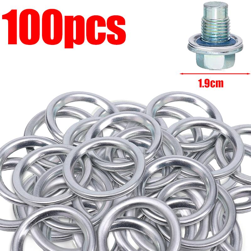 100-10pcs Car Oil Pan Drain Gasket Drainage Bolt Pad Oil Drain Plug Gasket Replaceable Accessories for Hyundai Volvo Mitsubishi