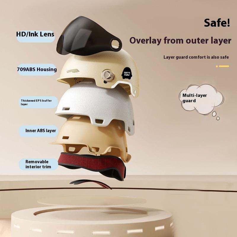 Winter Warm Windproof Motorcycle Helmet 3C Certified Half Helmet Moto Safety Cap for Cold Weather Riding Protective Gea