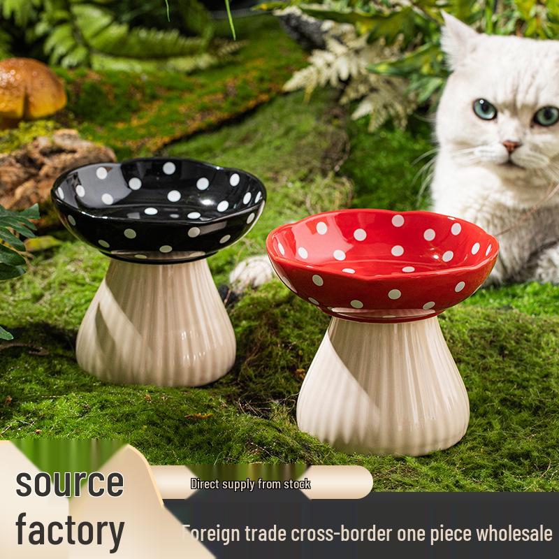Universal Ceramic Cat & Dog Bowl - Anti-tip, High-legged Design for Neck Protection
