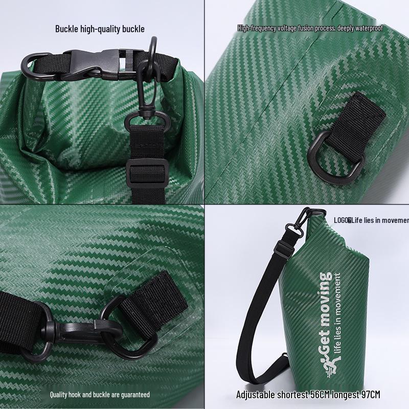 Trekking Waterproof Transparent Barrel Bag - Carbon Fiber Square Beach & Rafting Phone Storage