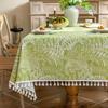 Flower Printed Table Cover with Tassels Cotton Linen Table Cloth Naturally Breathable and Comfortable nappe de table Luxury