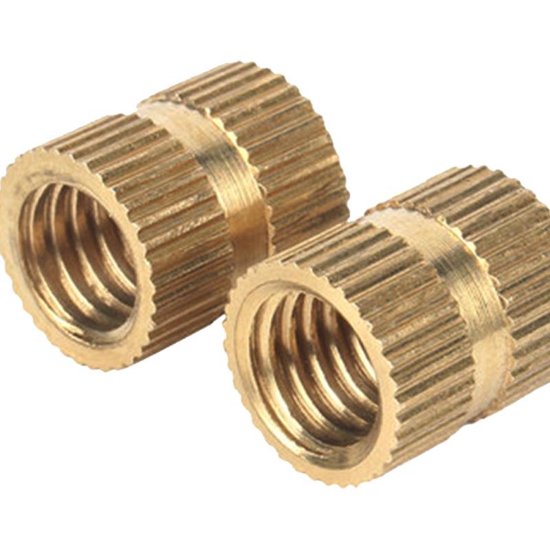 "A-Type Knurled Copper Nut Insert for Injection Molding - M2/M2.5/M3/M4 Sizes"