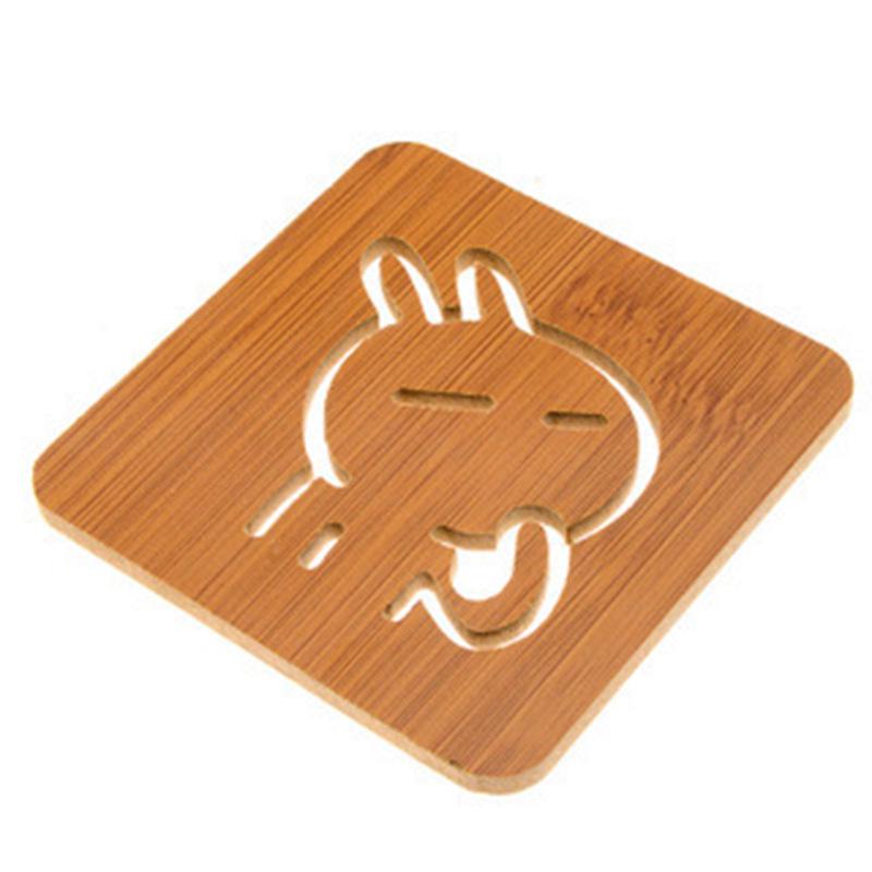 Large Cute Wooden Cartoon Anti-Slip Table Mat and Coaster Set