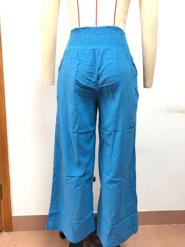 Cross2026 Women's Comfortable Cotton Linen Mid-Waist Long Pants - Casual Spring European American Style