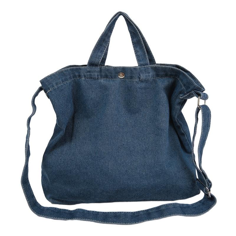 Korean Version of Simple Washed Denim Retro Large-capacity Men's and Women's Tutoring Bags Shopping Bags Shoulder Messenger Bags