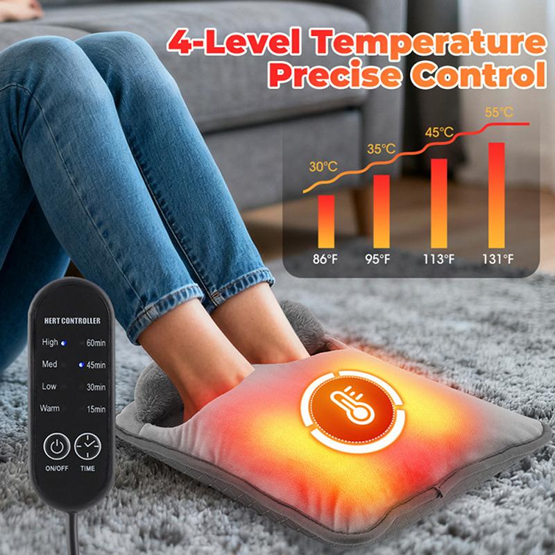 Versatile Winter Electric Foot Heating Pad USB Charging Soft Plush Washable Warmer Mat