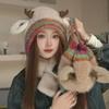 Foldable Antler Cap Creative Knitted Reindeer Beanie Convertible Reindeer Hat Warm Christmas Elk Hat For Christmas Travel Winter