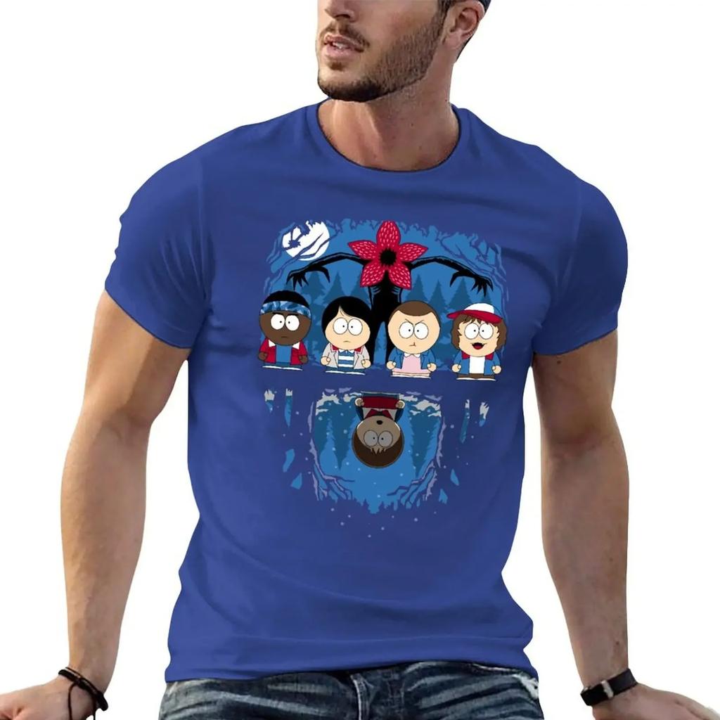 Stranger Park T-Shirt Rohlinge Vintage Kleidung Hemden Grafik-T-Shirt Herren Y2k Kurze Ärmel Klassisch Streetwear Trendig Baumwolle