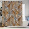 Animal Print Shower Curtain Zebra Giraffe Pattern Brown Background for Bathroom Decorations Polyester Fabric Water Repellent Wat