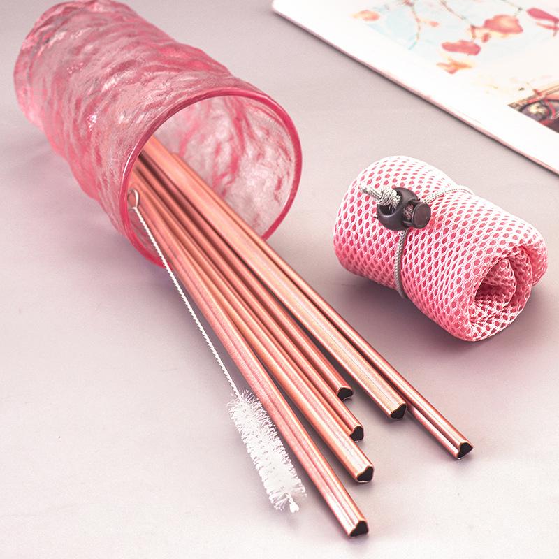 Stainless Steel Straw Creative Romantic Pink Heart Straw For Drinking Juice Milk Parties Supplies