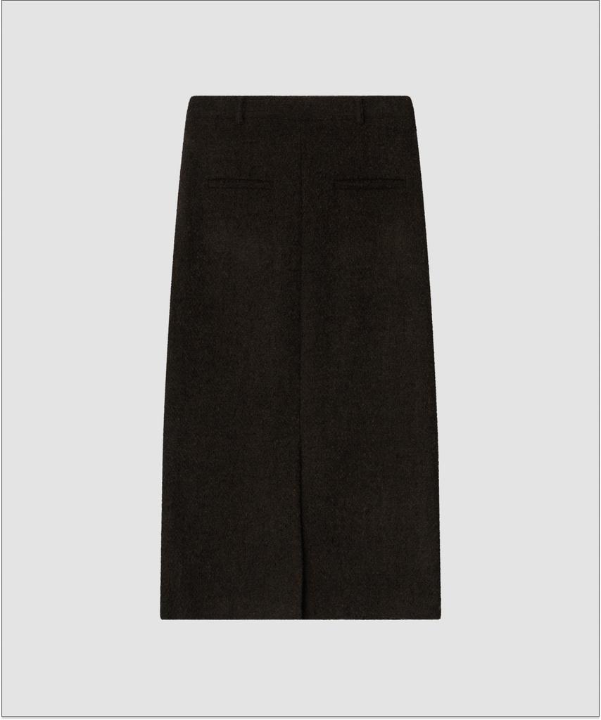 Deolil Frost Wool Long Skirt_Brown