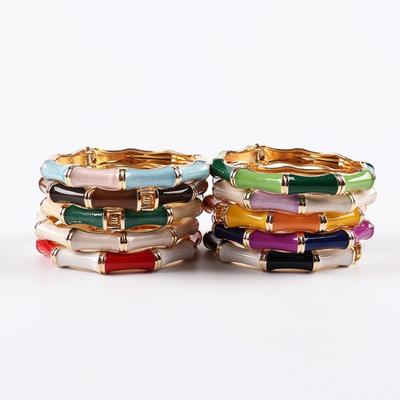 Dainty Colorful Bamboo Bangle Vintage Traditional Enamel Bangle Ethnic Elegant Hand Bracelet Girls