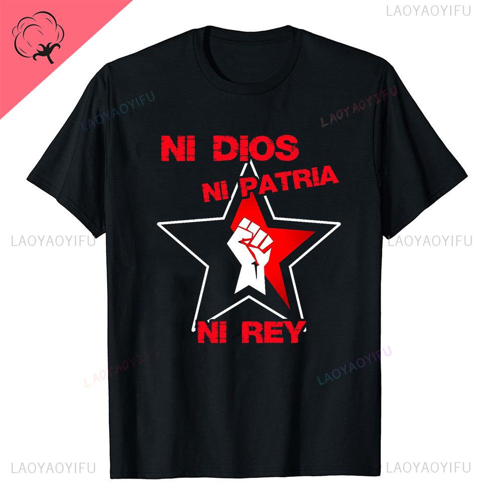 Anarchie Anarchisten Symbole KEINE GÖTTER KEINE HERREN Aufgedrucktes T-Shirt Vintage Grunge Sommer Polyester Kleidung Harajuku Mode T-Shirt