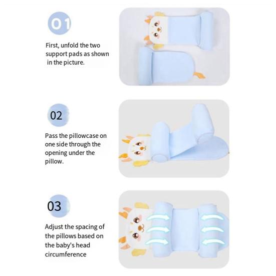 Baby Support Pillow Soft Breathable Infant Head Cushion for Newborns 0-12 Months Sleeping Lightweight Travel-friendly Baby Shaped Pillowcase